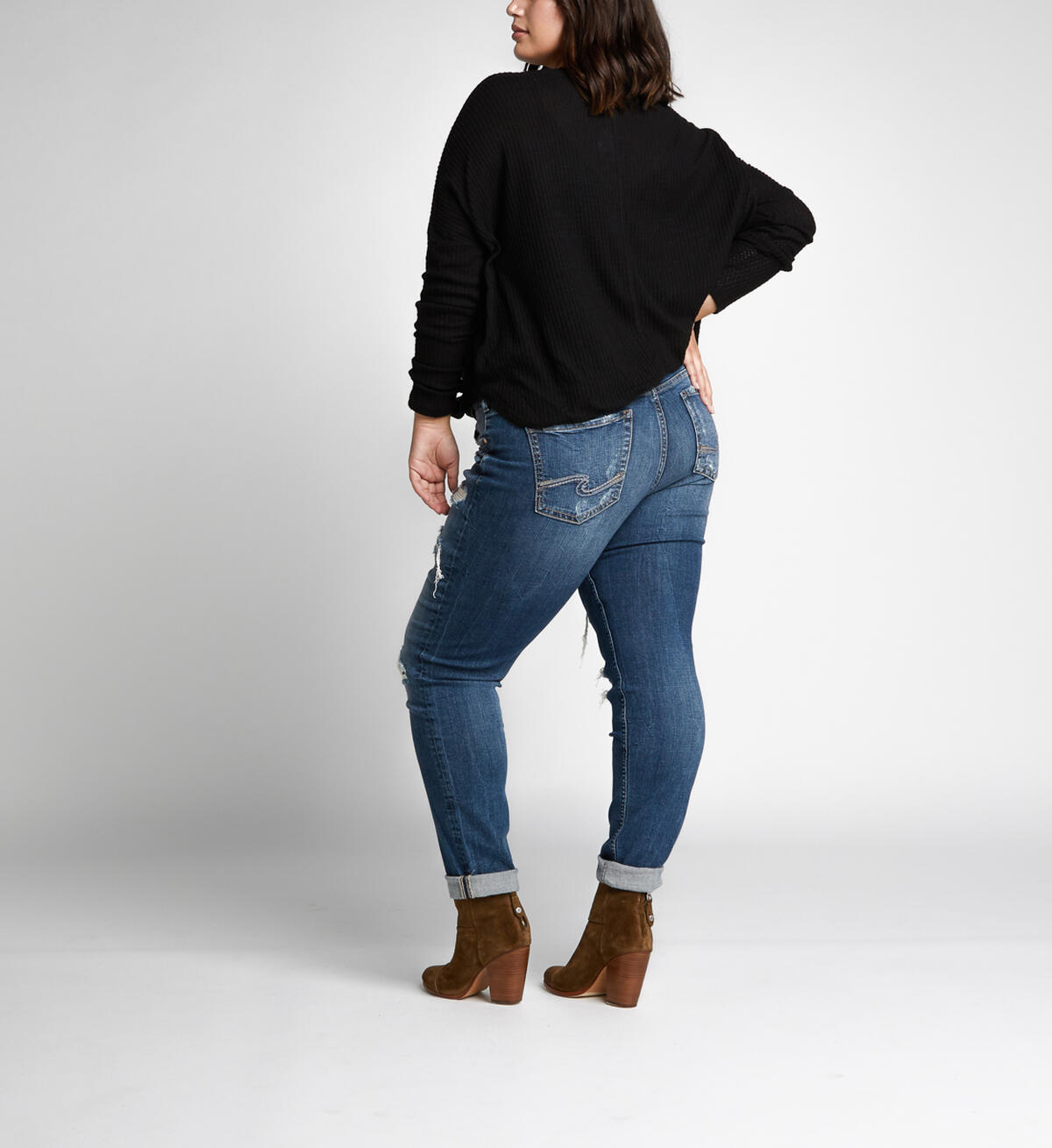 Boyfriend Mid Rise Slim Leg Jeans Plus Size Final Sale, , hi-res image number 1