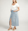 Front-Slit Midi Jean Skirt Plus Size, , hi-res image number 2