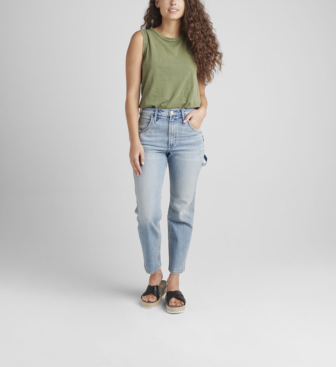 Carpenter High Rise Straight Crop Jeans Front