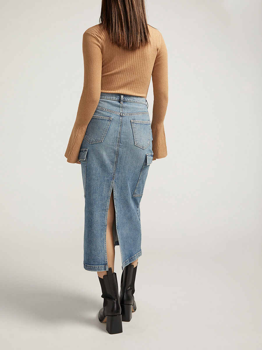 [ROCKCAKE] Damage Denim Midi skirt /追跡付 MUSINSA | ROCKCAKE Damage Denim Midi Skirt - Blue