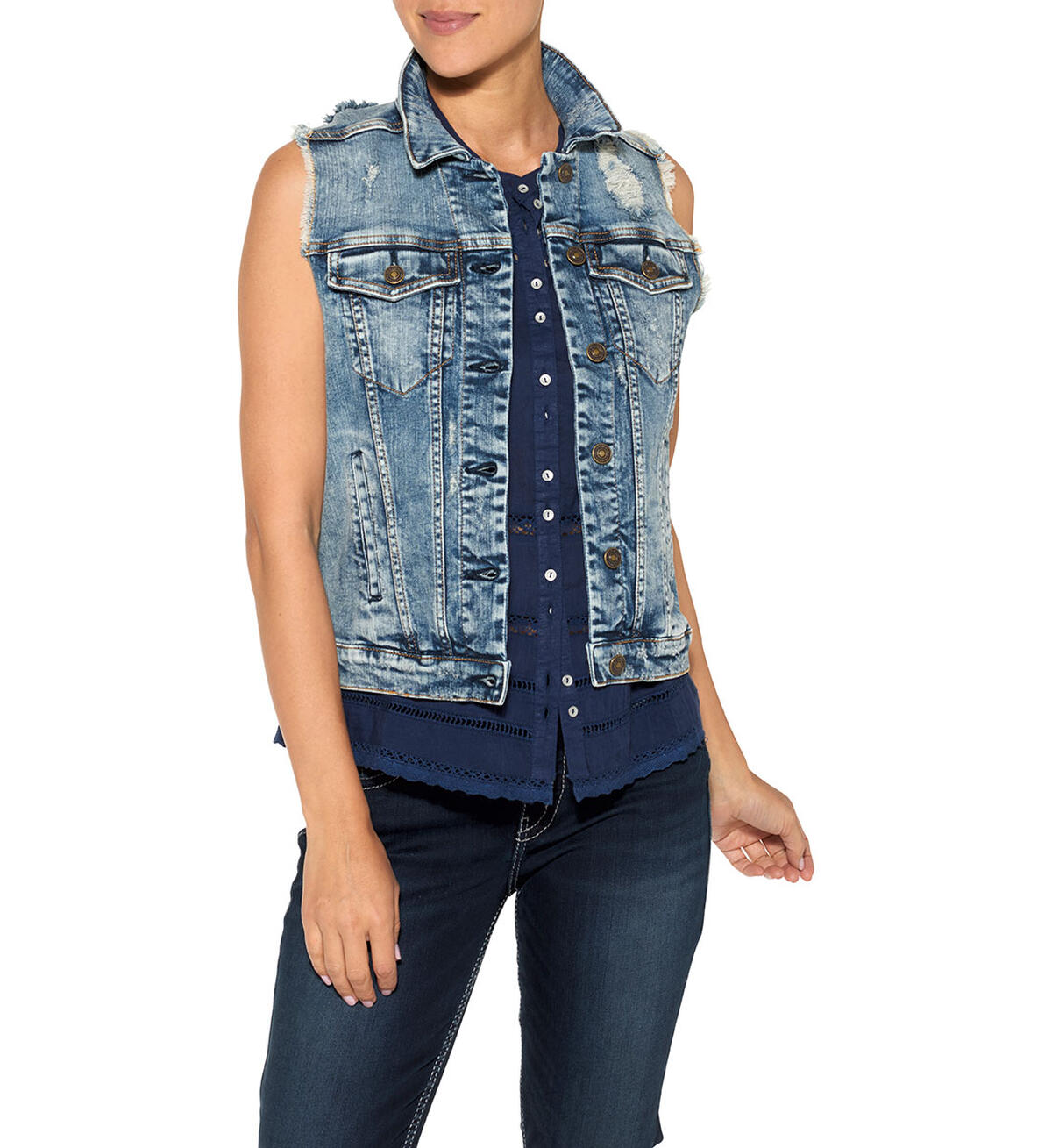 Denim Vintage Vest, , hi-res image number 0