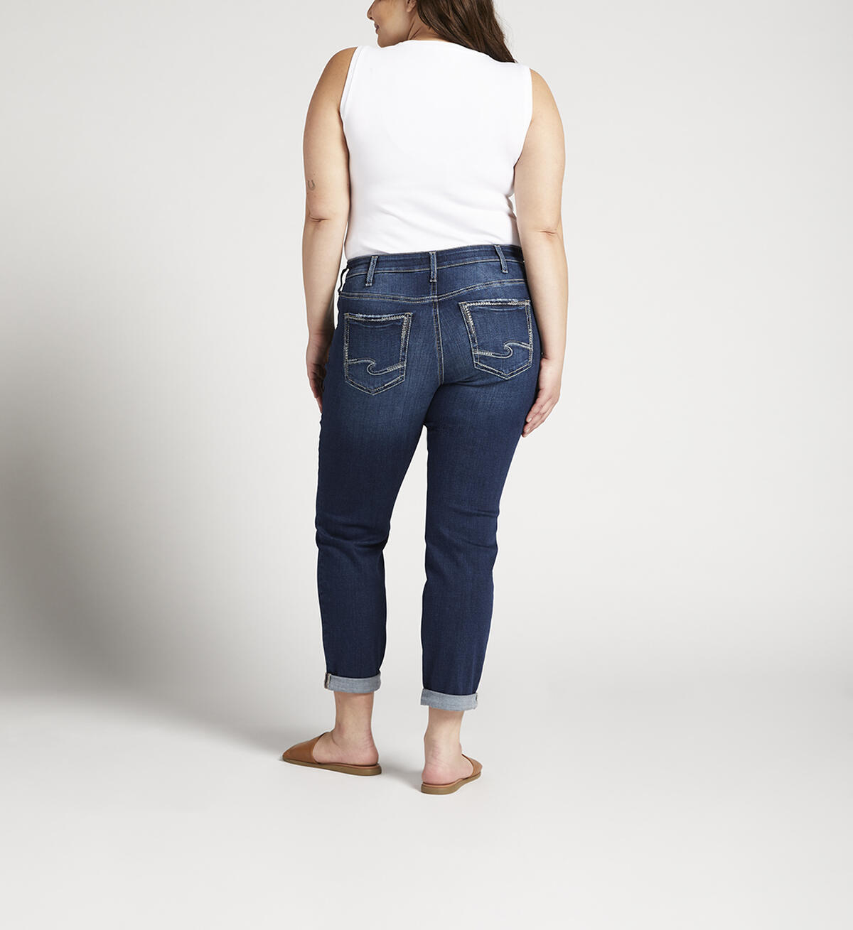 Boyfriend Mid Rise Slim Leg Jeans Plus Size, , hi-res image number 1