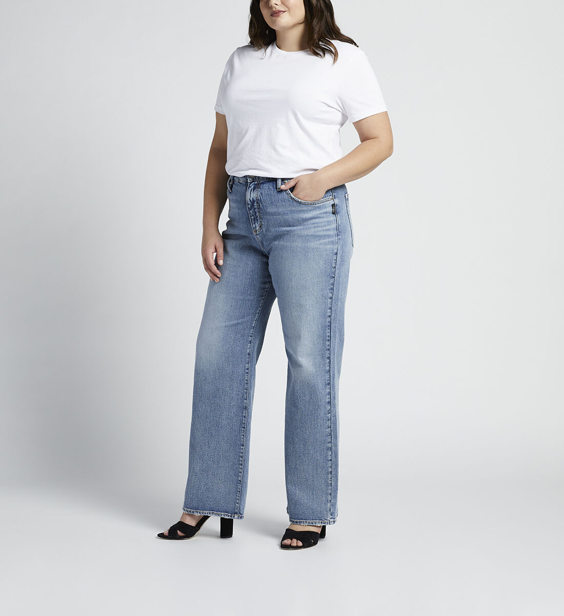 Highly Desirable High Rise Trouser Leg Jeans Plus Size Side