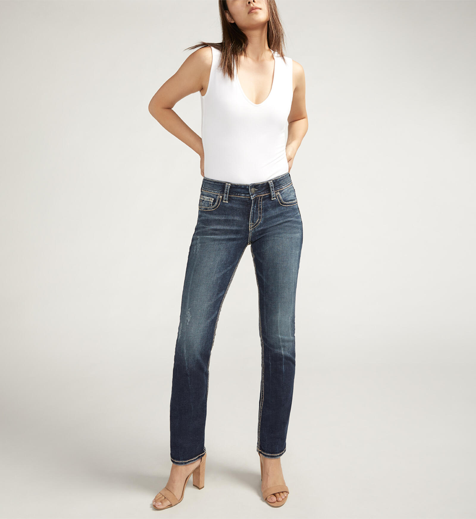 Straight Buy for New Leg Jeans | 104.00 Mid US Rise Silver Suki Jeans USD