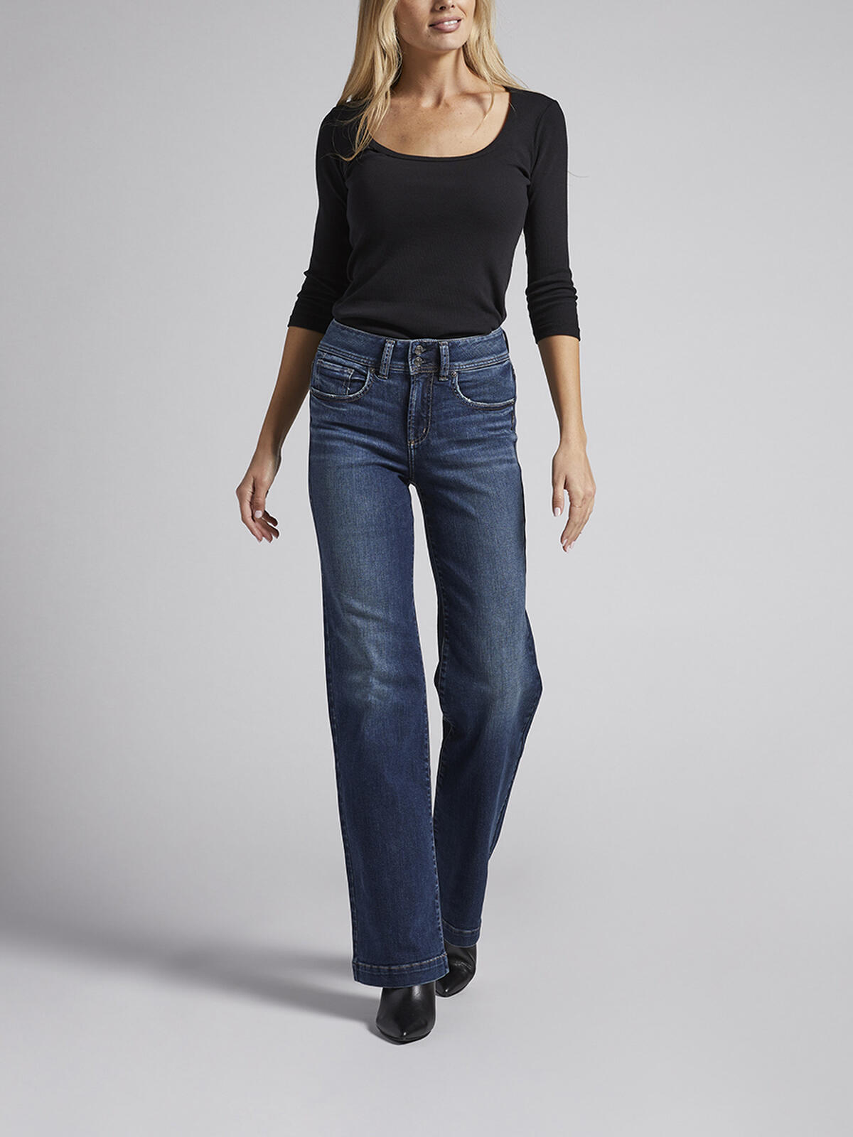 Avery High Rise Trouser Leg Jeans, Indigo, hi-res image number 0