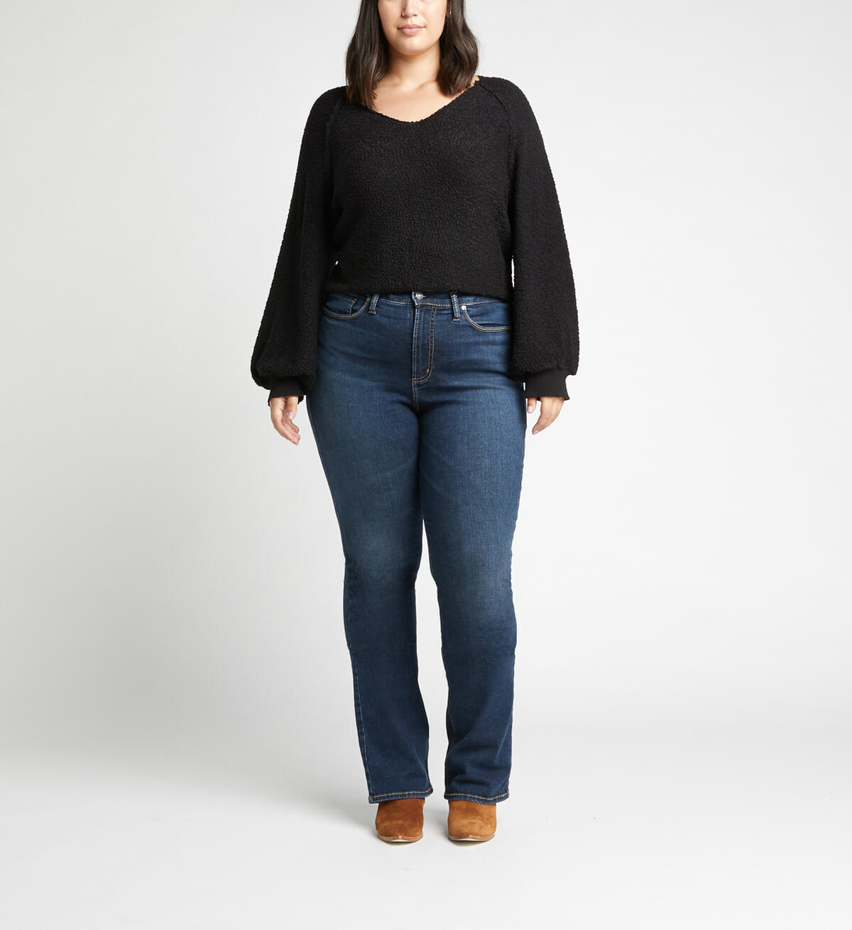 Calley High Rise Slim Bootcut Jeans Plus Size, Indigo, hi-res image number 3