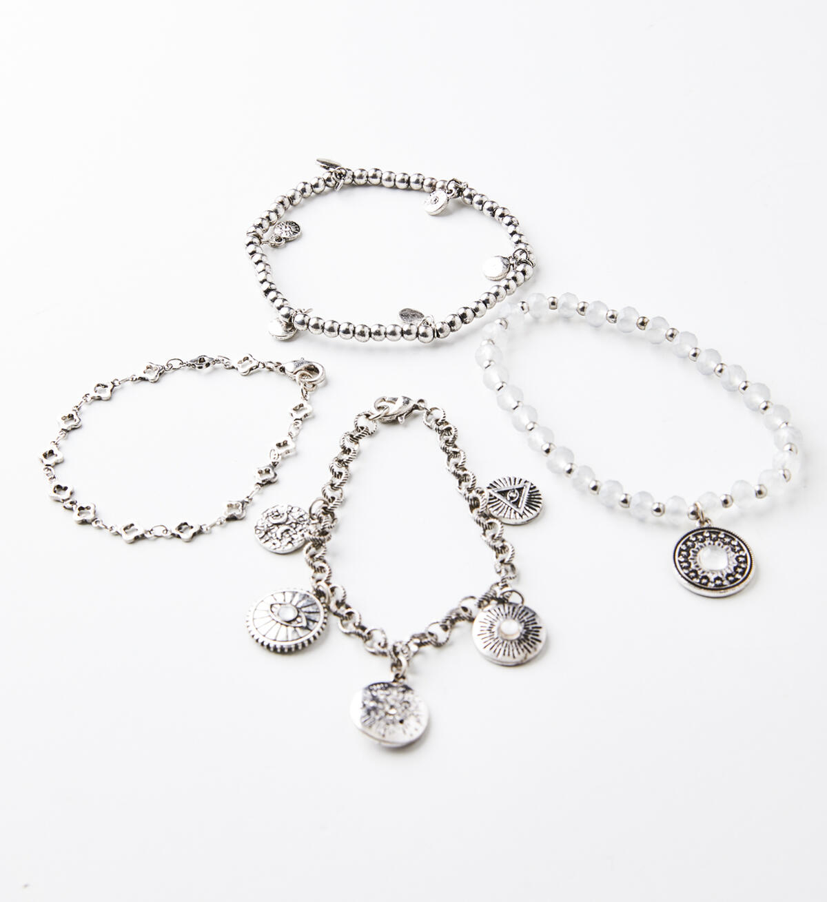 Silver-Tone Charm Bracelet Set, , hi-res image number 2