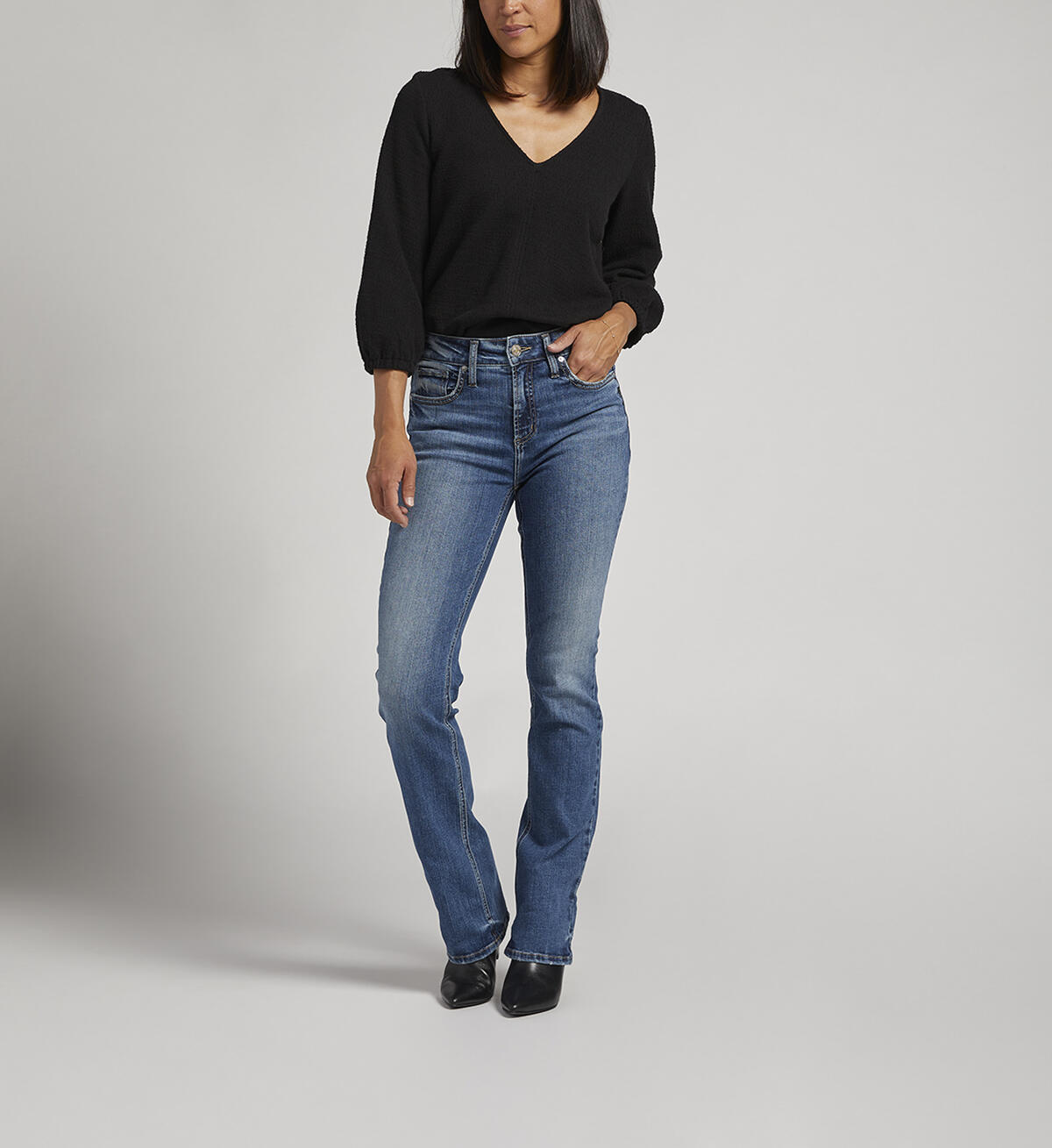 Avery High Rise Slim Bootcut Jeans, Indigo, hi-res image number 0