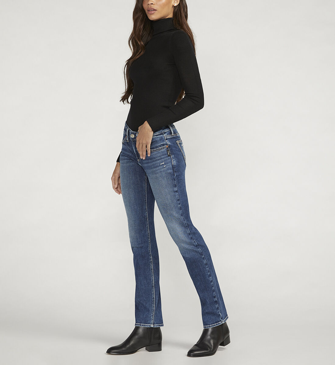 ★ ★ Women's Low Rise Exhaust Fit Mid Blue Summe QJBMEI Women's Jeans Feather Flower Embroidery Mid Rise