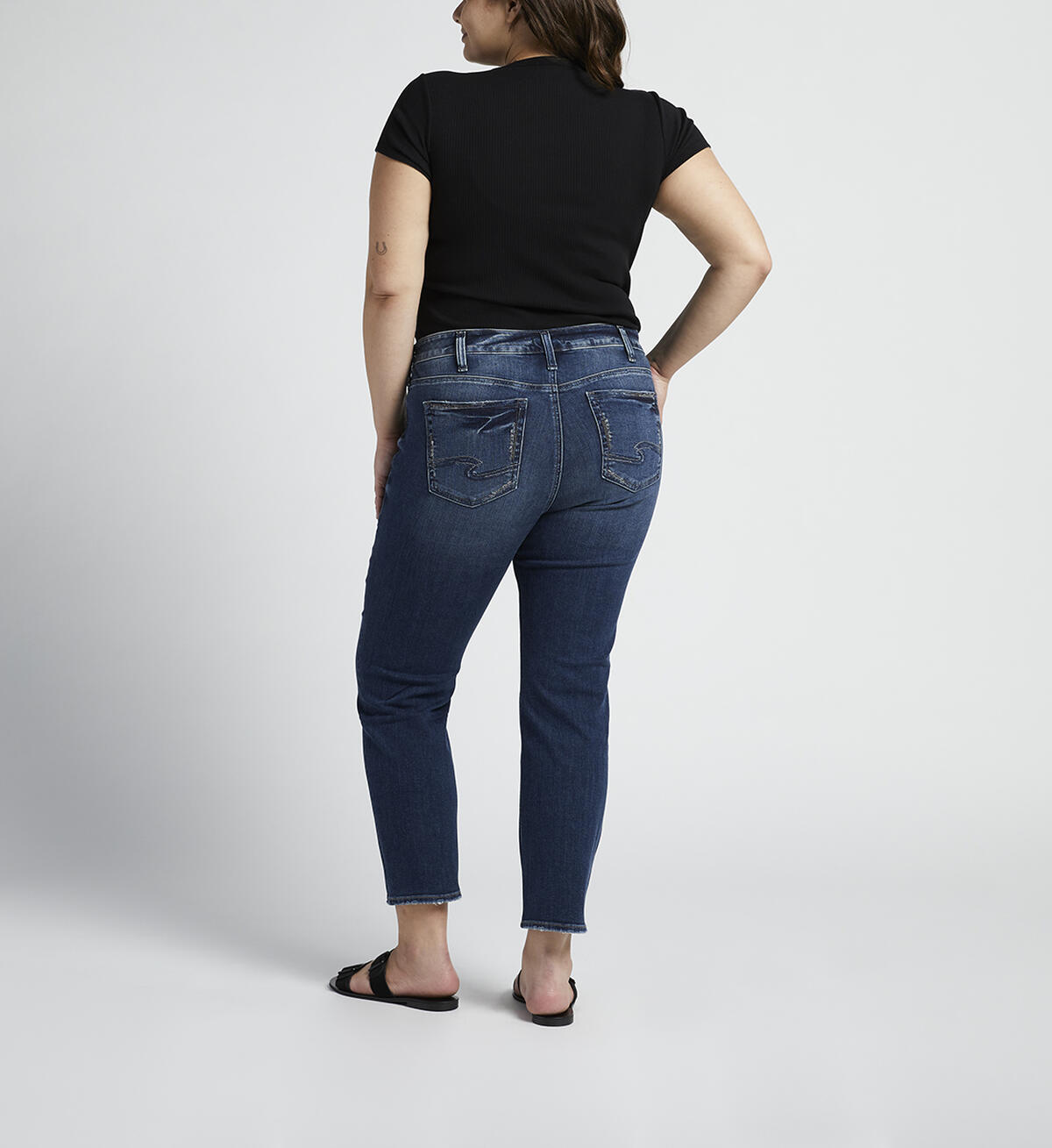 Elyse Mid Rise Straight Crop Jeans Plus Size, , hi-res image number 1