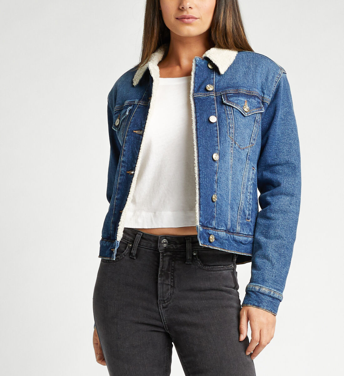 Topshop denim jacket with fur hot sale