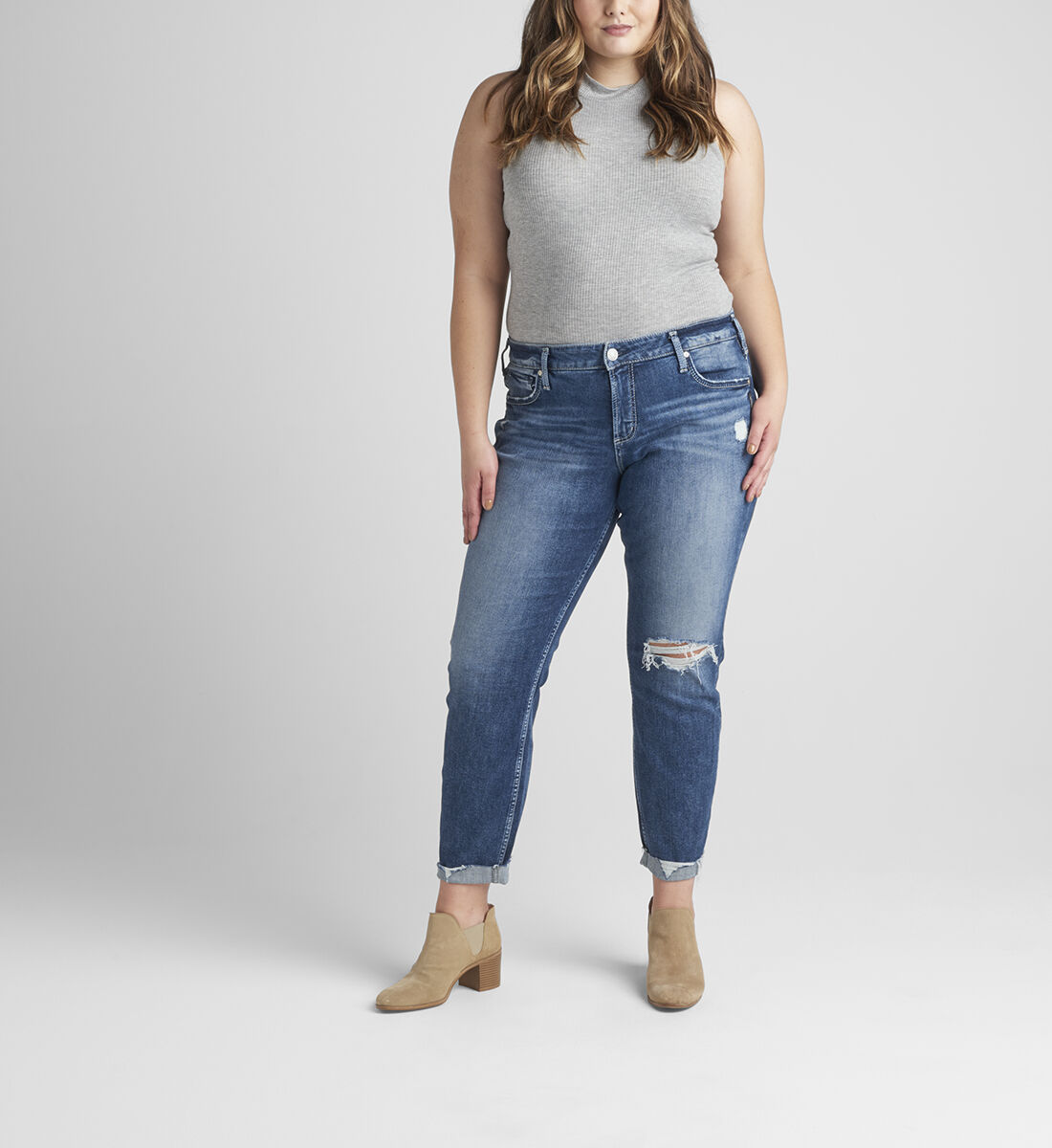 Plus size silver boyfriend jeans