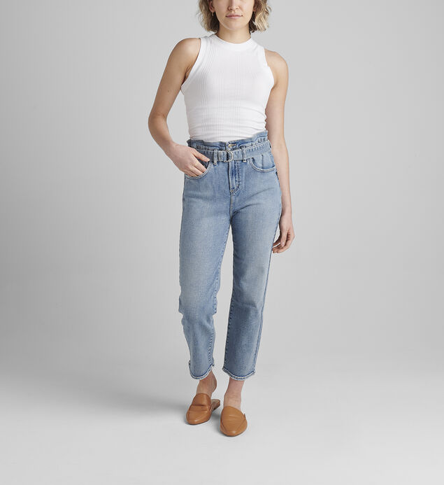 Paper Bag High Rise Straight Crop Jeans