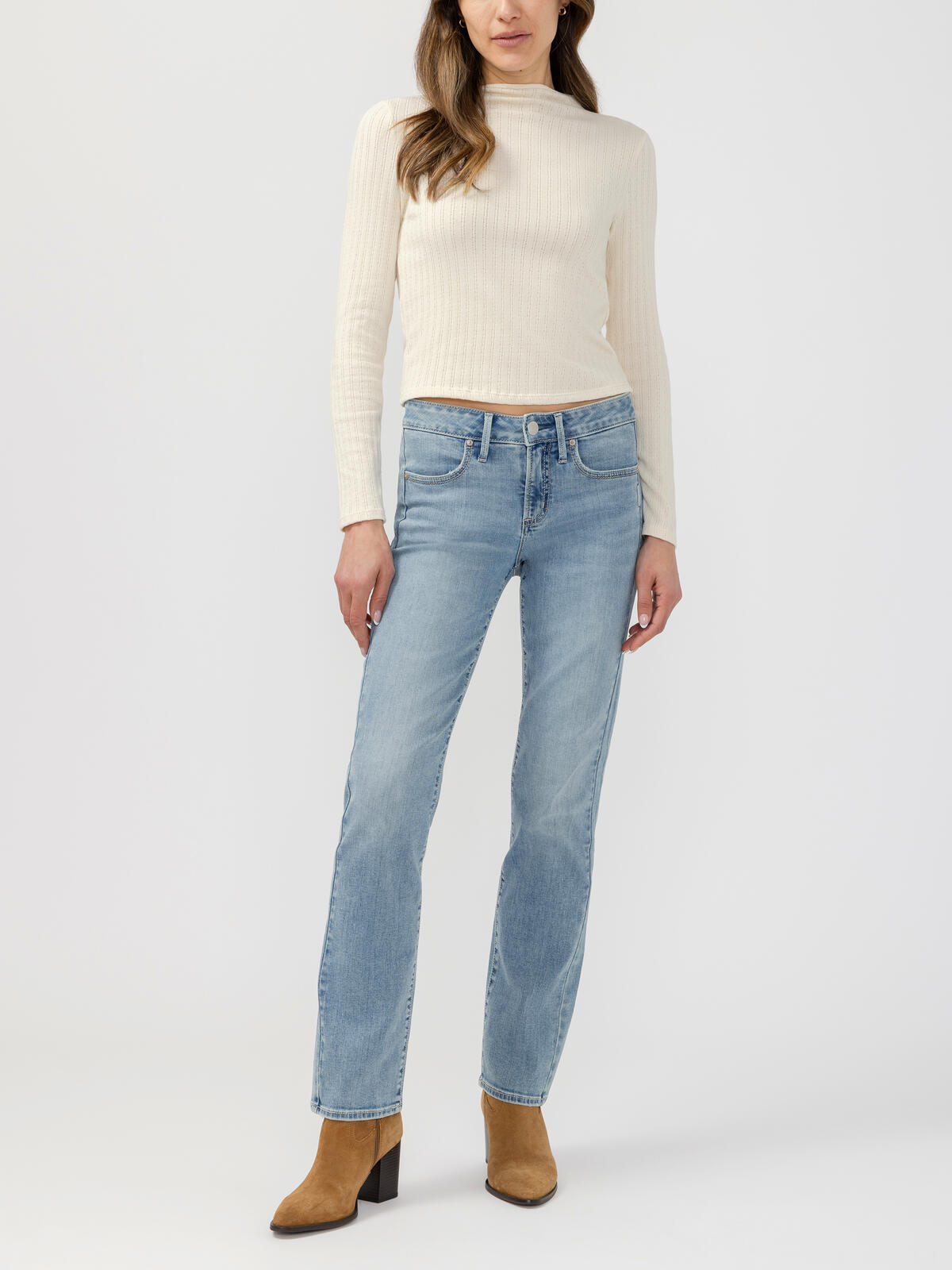 Suki Mid Rise Classic Straight Luxe Stretch Jeans image number 0