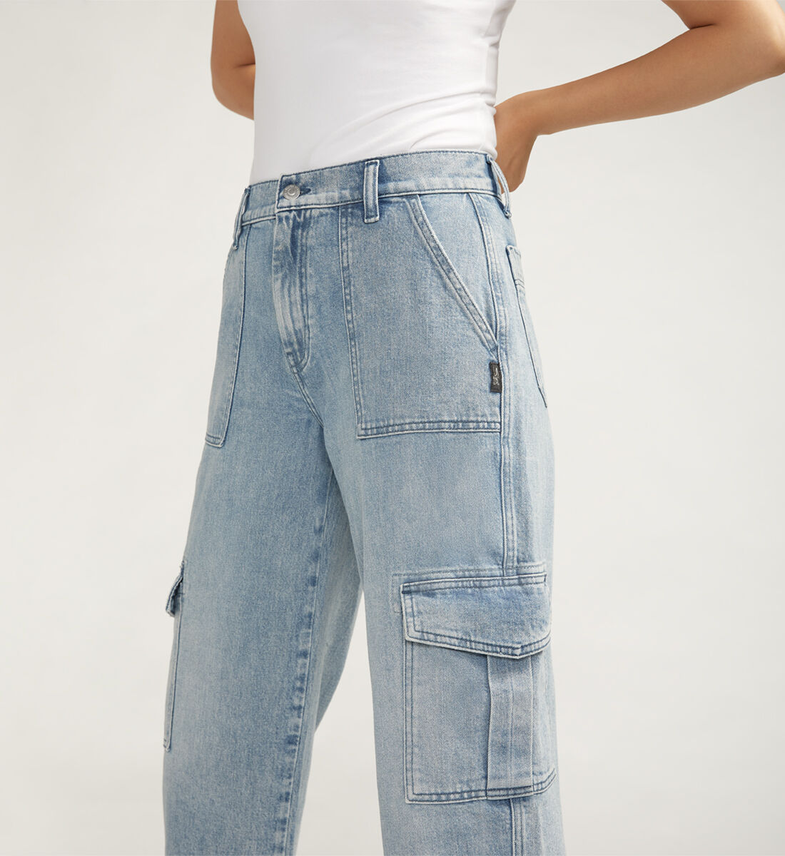 Silver cargo jeans outlet