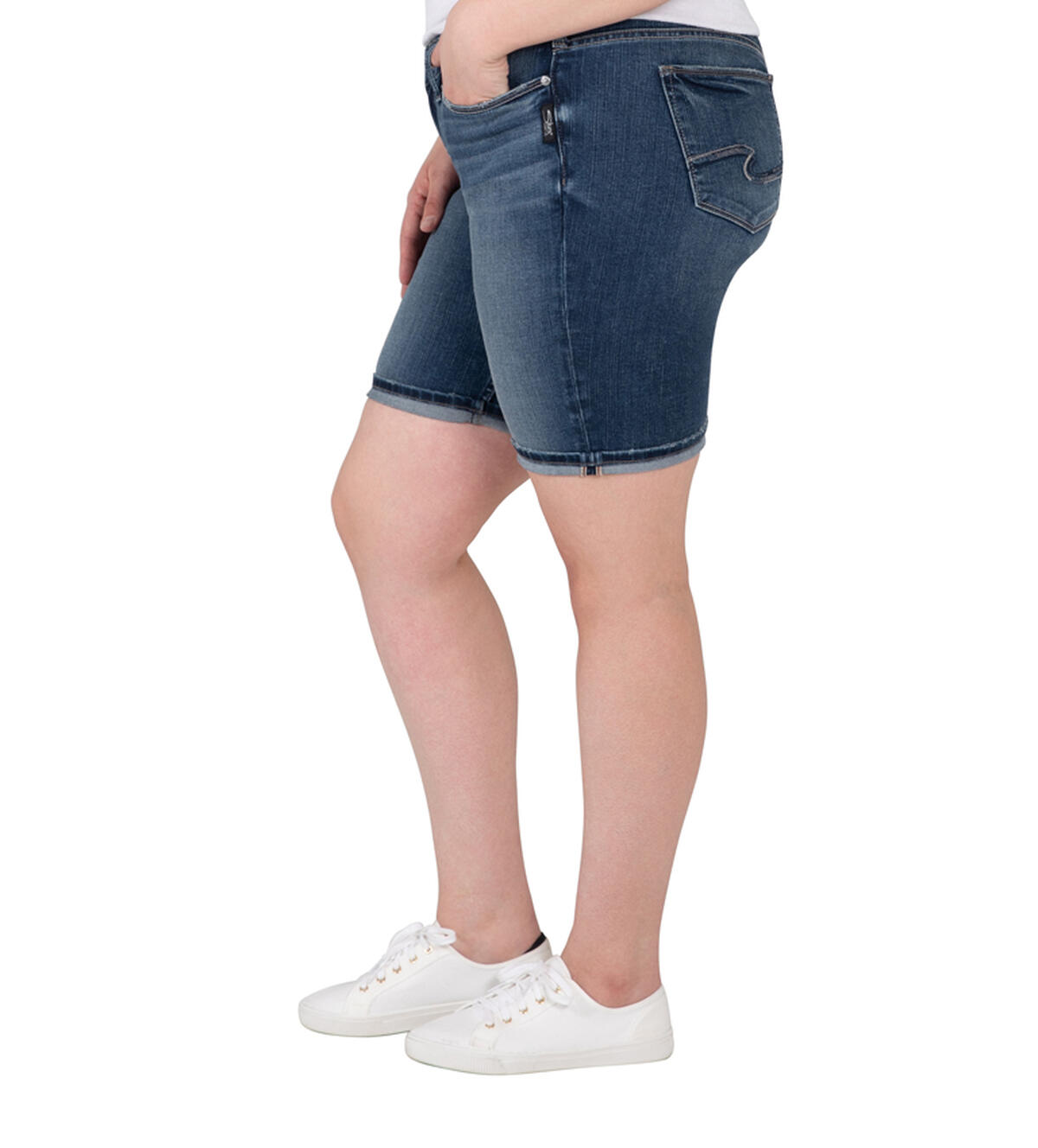 Suki Mid Rise Bermuda Short Plus Size - Eco-Friendly Fabric, Indigo, hi-res image number 2