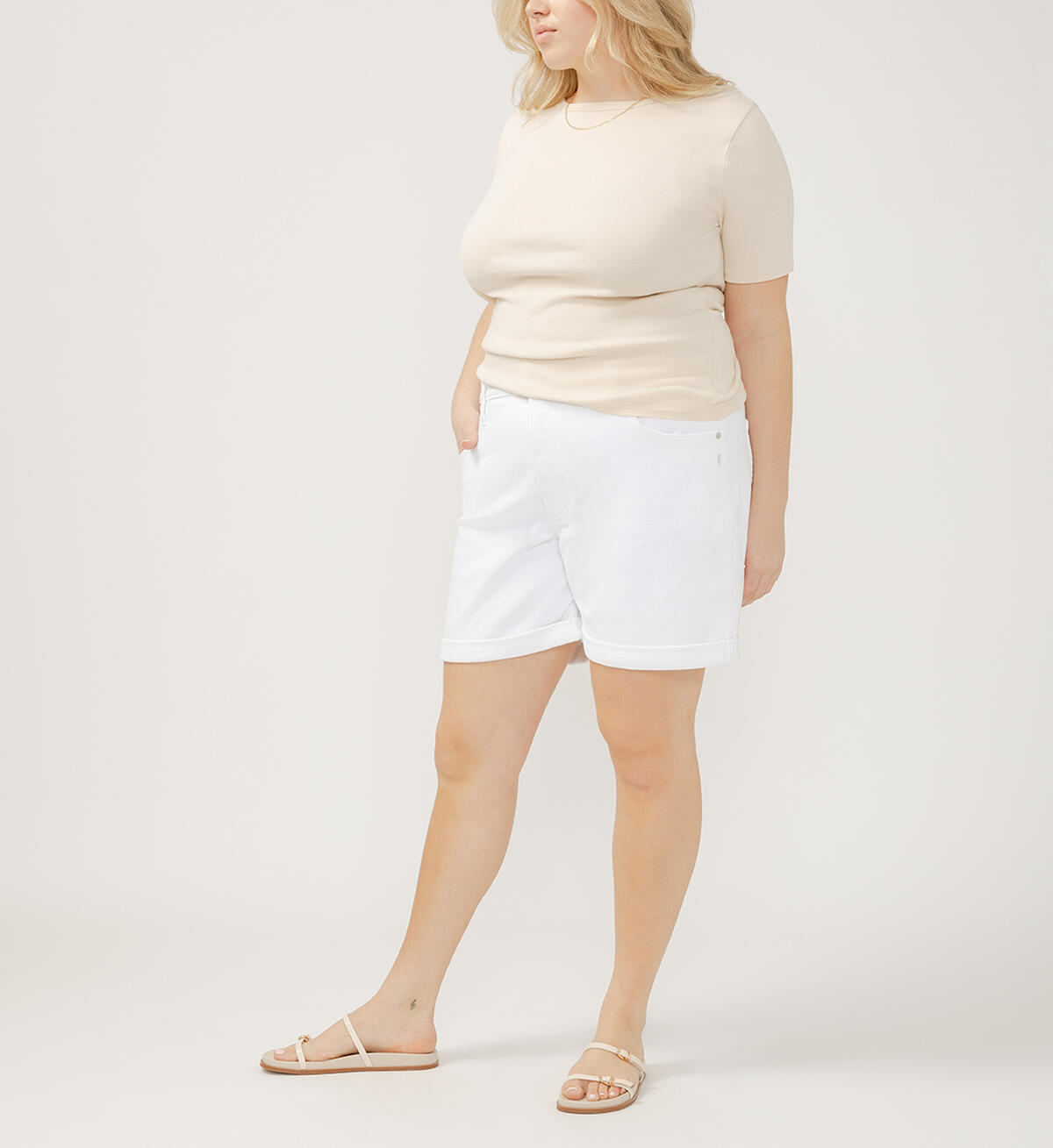 Boyfriend Relaxed Mid Rise Shorts Plus Size, , hi-res image number 0