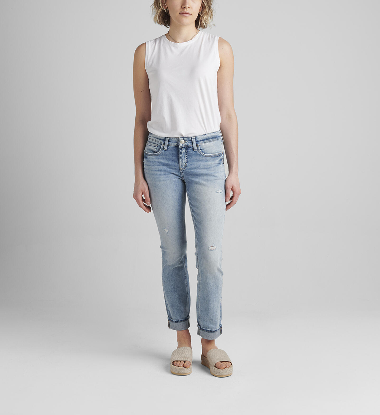Buy Elyse Mid Rise Straight Leg Jeans for USD  | Silver Jeans US New