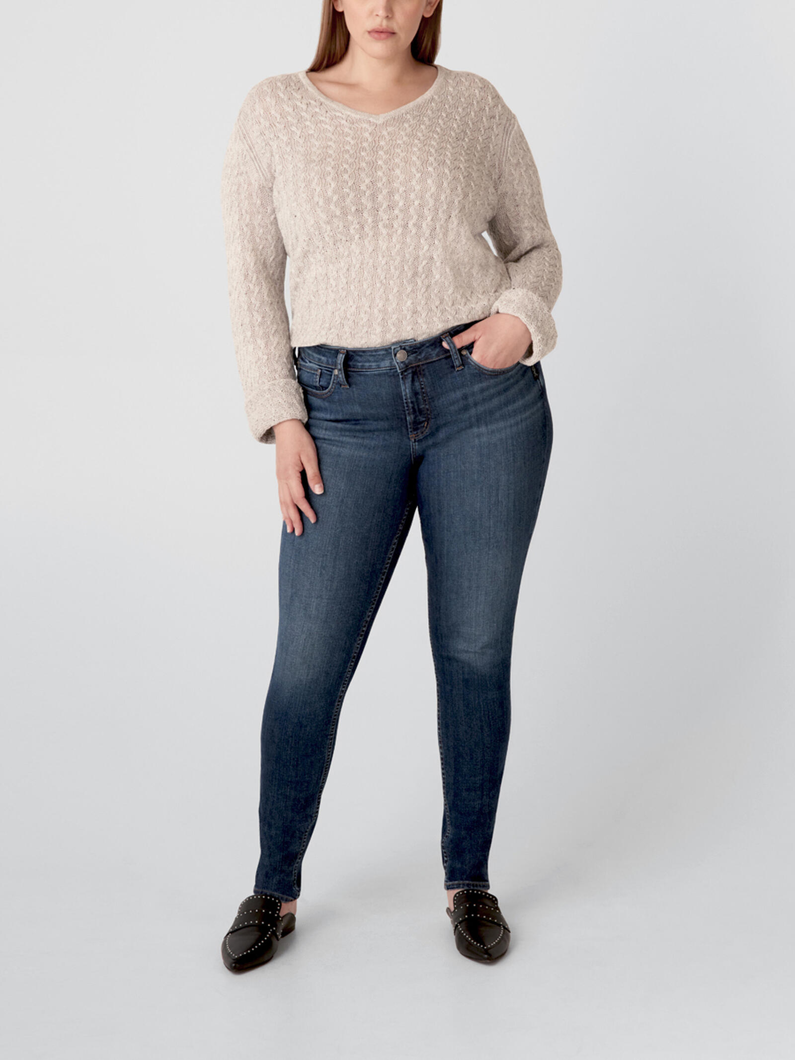 Buy Suki Mid Rise Skinny Jeans Plus Size for USD Silver Jeans