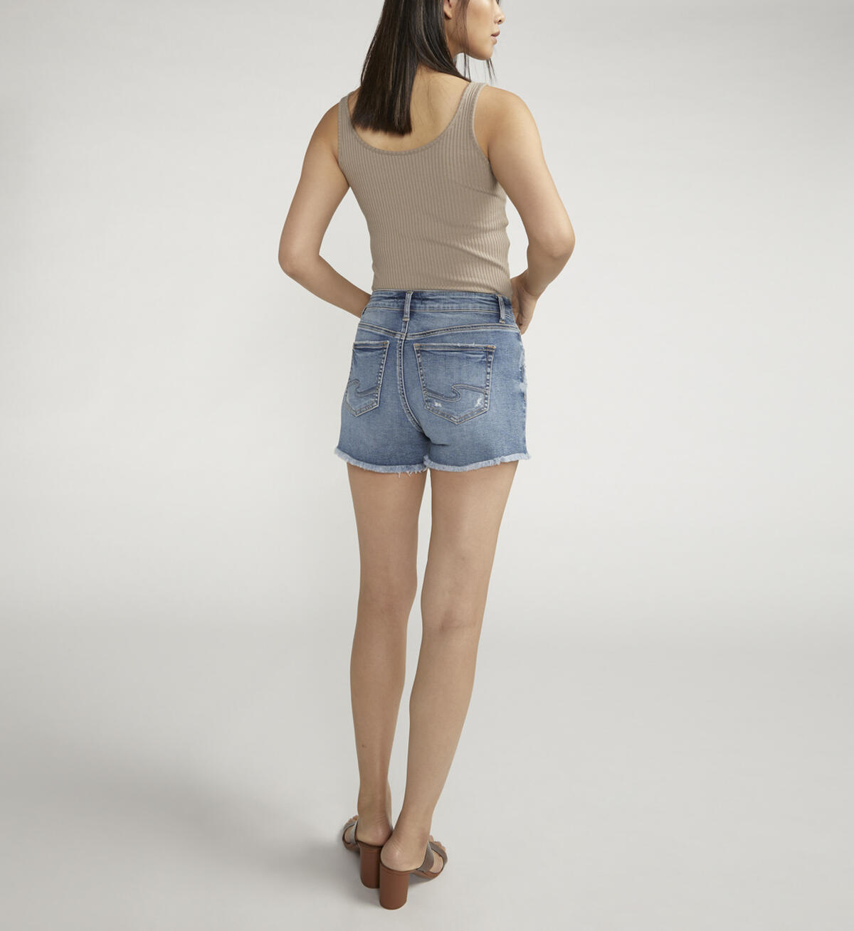 Suki Distressed Mid Rise Shorts, , hi-res image number 1