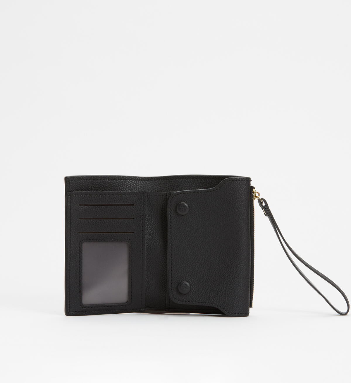 Small Flap Wristlet Wallet, Black, hi-res image number 3