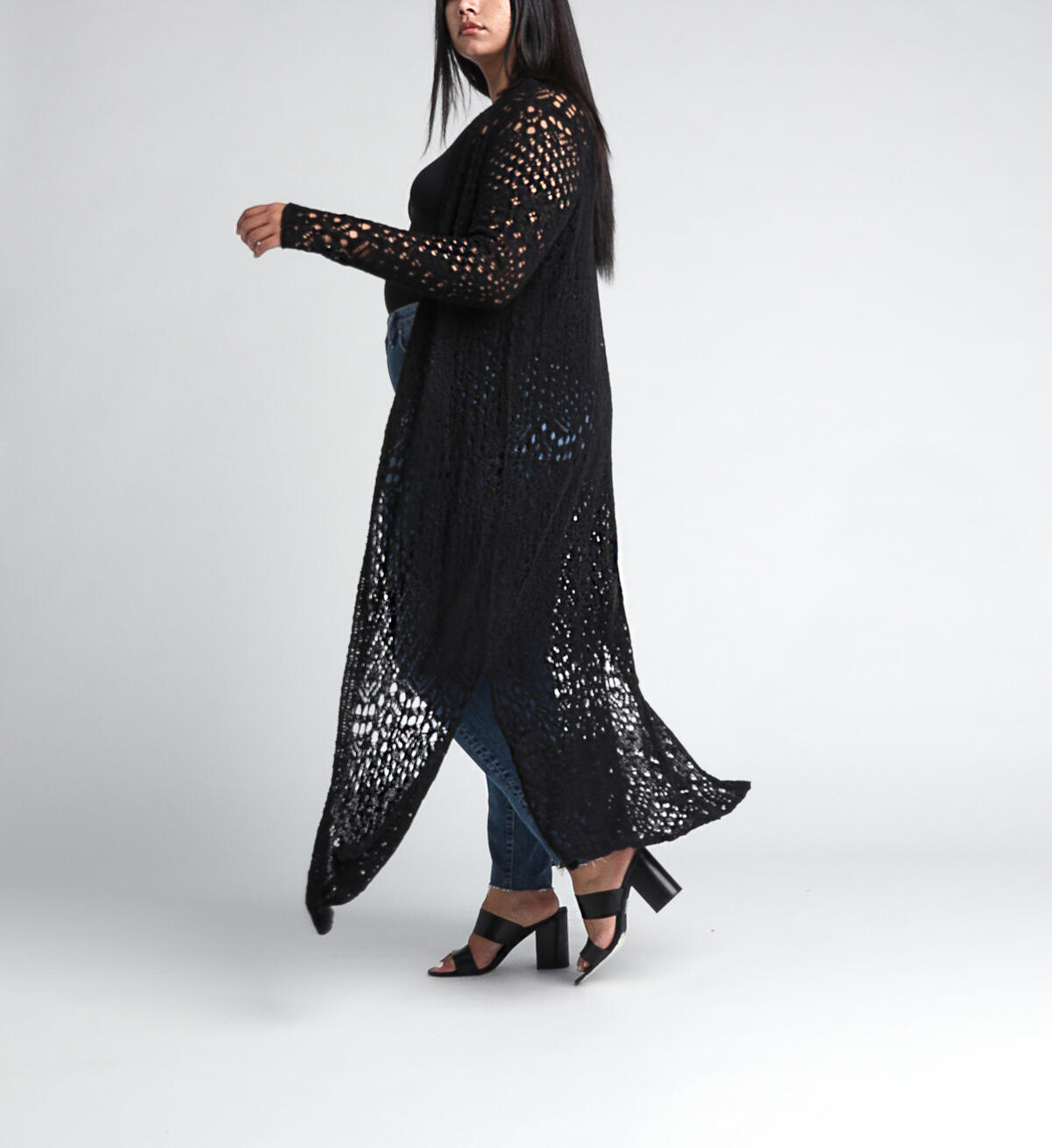 Abby Long-Sleeve Crochet Duster, , hi-res image number 2