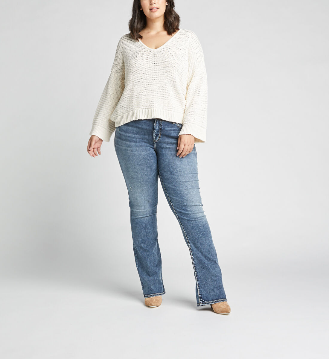 Elyse Mid Rise Slim Bootcut Plus Size Jeans Front