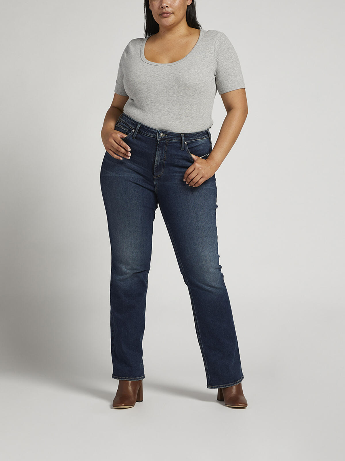 Infinite Fit High Rise Bootcut Jeans Plus Size, , hi-res image number 0