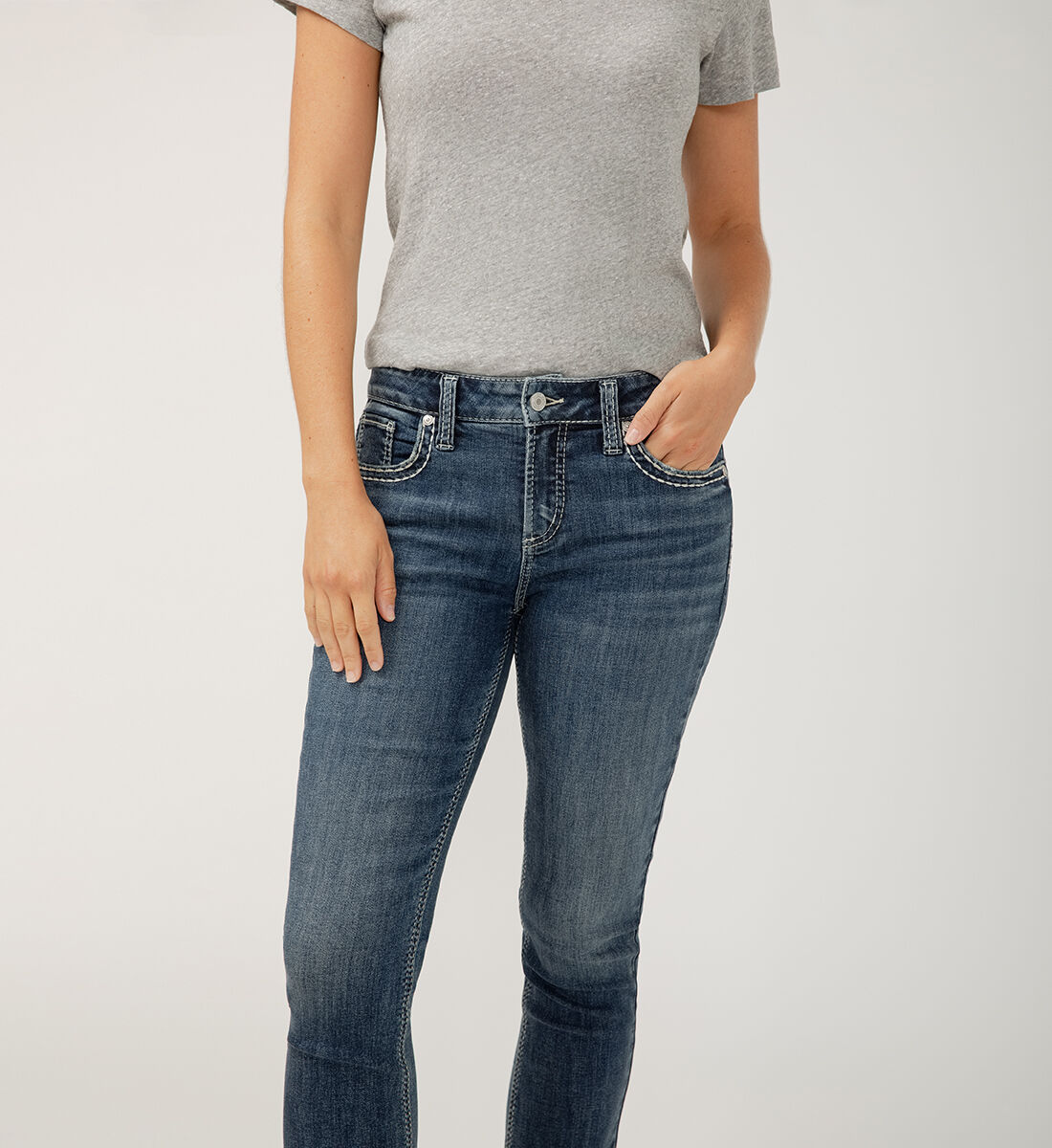 Buy Elyse Mid Rise Straight Leg Jeans for USD 88.00 | Silver Jeans US New