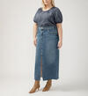 Front-Slit Maxi Jean Skirt Plus Size, , hi-res image number 2