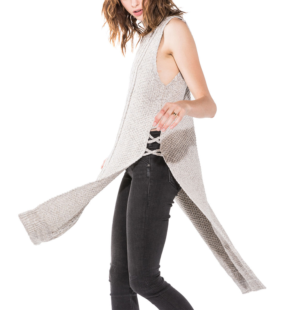Long sale sleeveless sweater