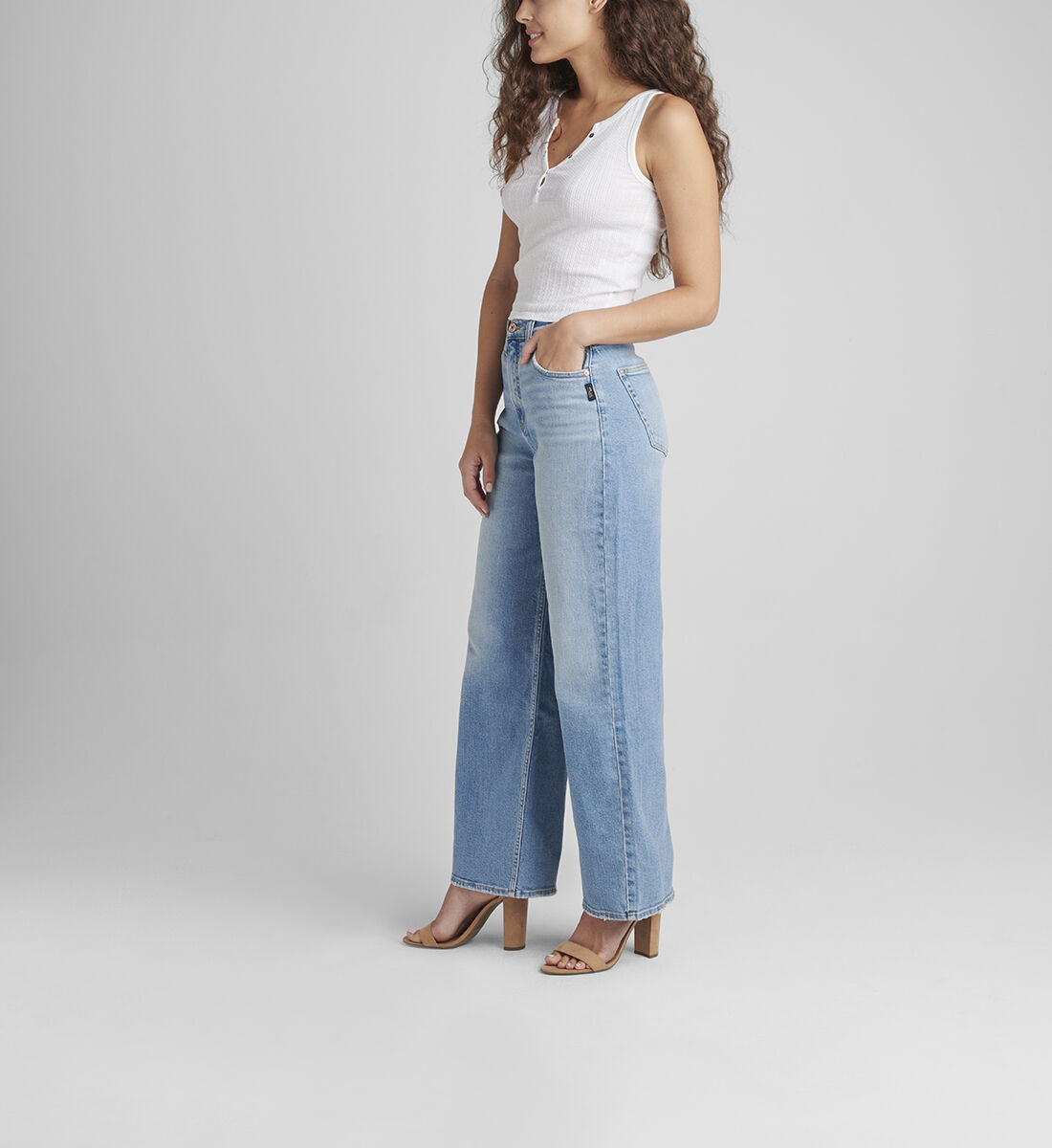 Highly Desirable High Rise Loose Leg Jeans Side