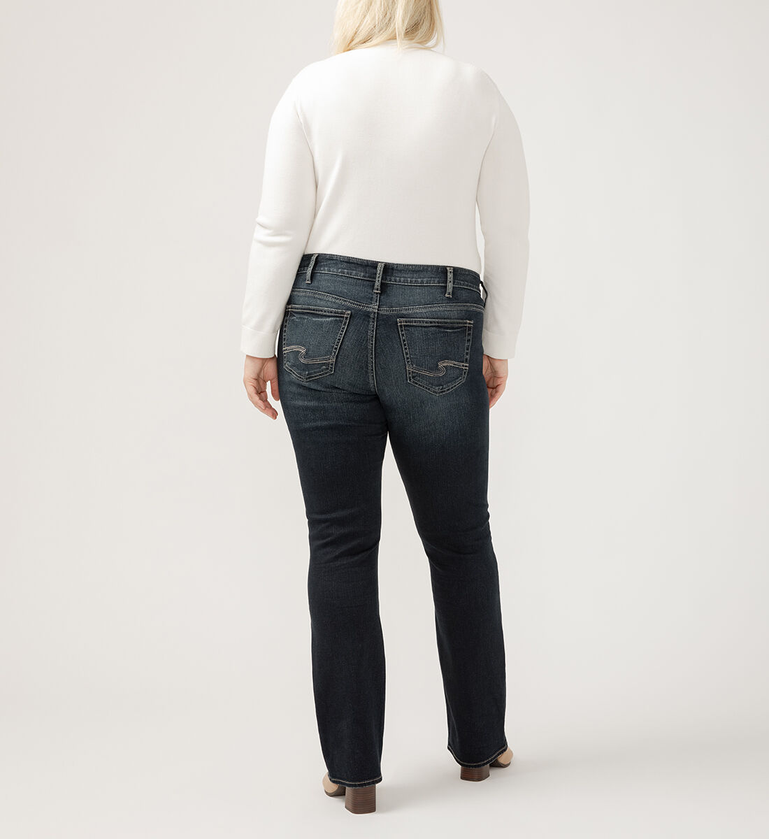 Buy Elyse Mid Rise Slim Bootcut Jeans Plus Size for USD 84.00 Silver Jeans US New