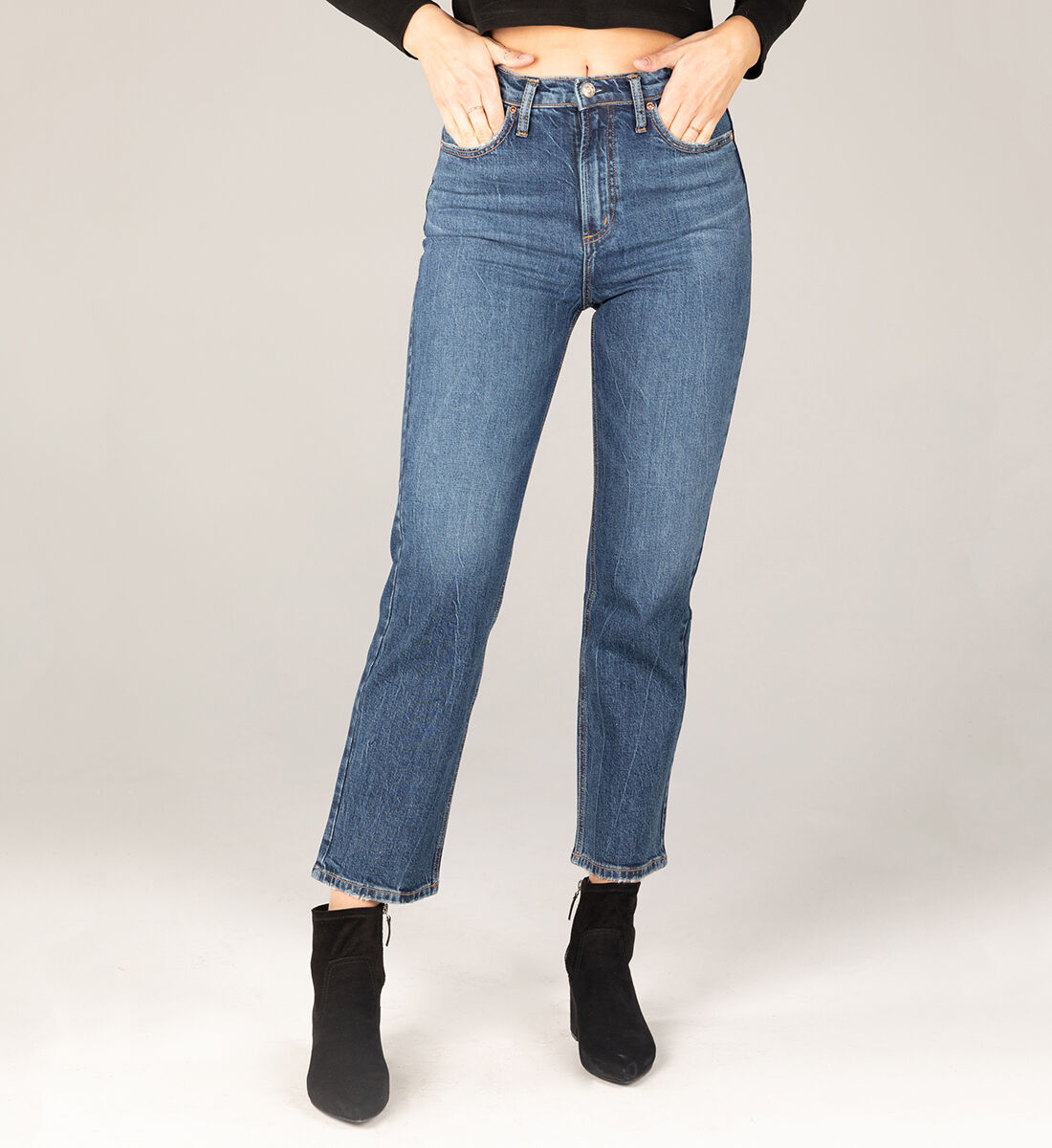Highly Desirable Super High Rise Straight Leg Jeans Front