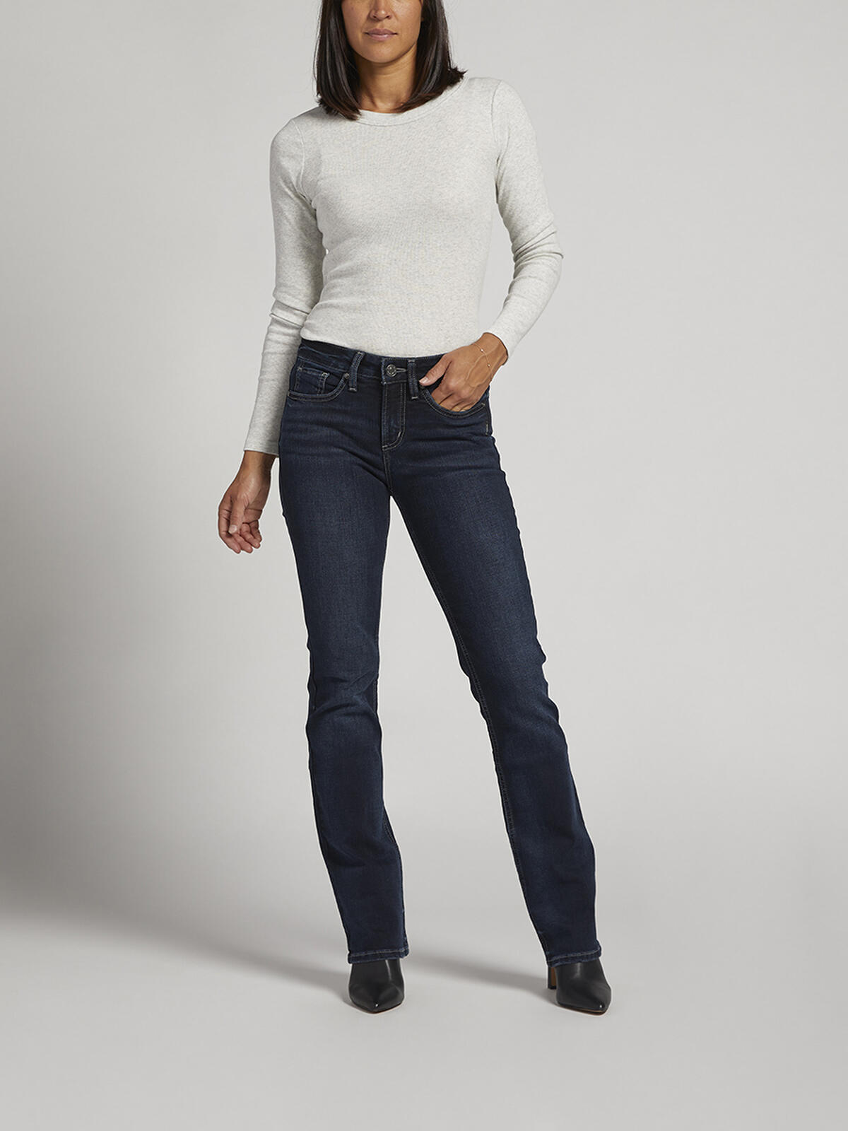Suki Mid Rise Slim Bootcut Jeans, Indigo, hi-res image number 0