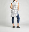 Summer Plaid Frayed Button-Down Tunic, , hi-res image number 1