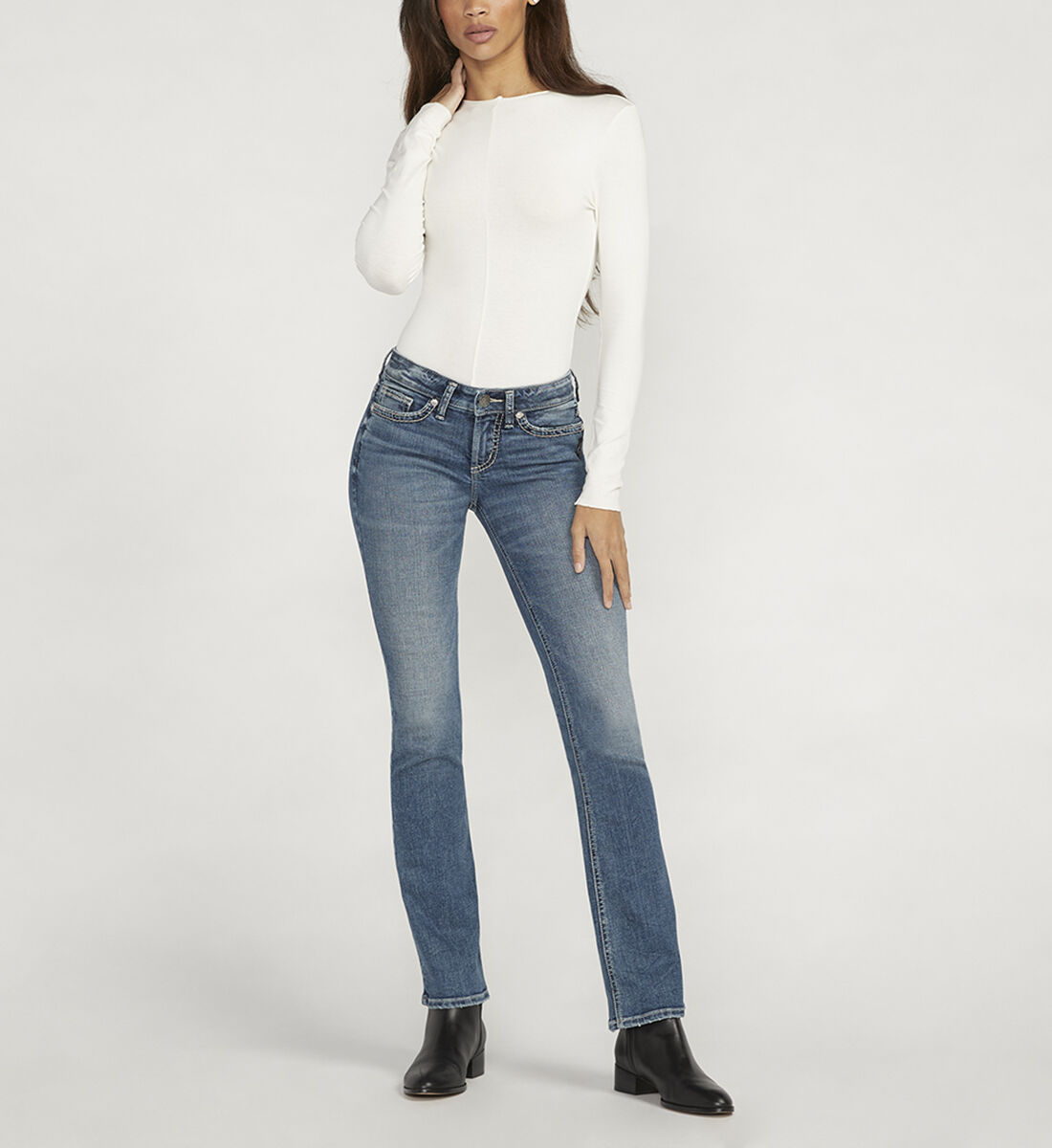 Buy Britt Low Rise Slim Bootcut Jeans for USD 88.00 | Silver
