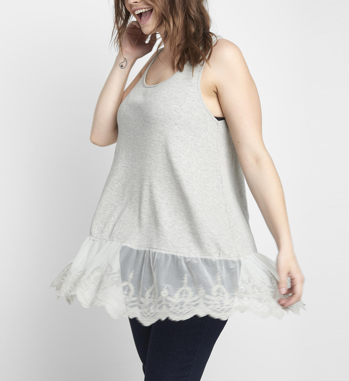 Mia Embroidered-Hem Tank, , hi-res image number 0