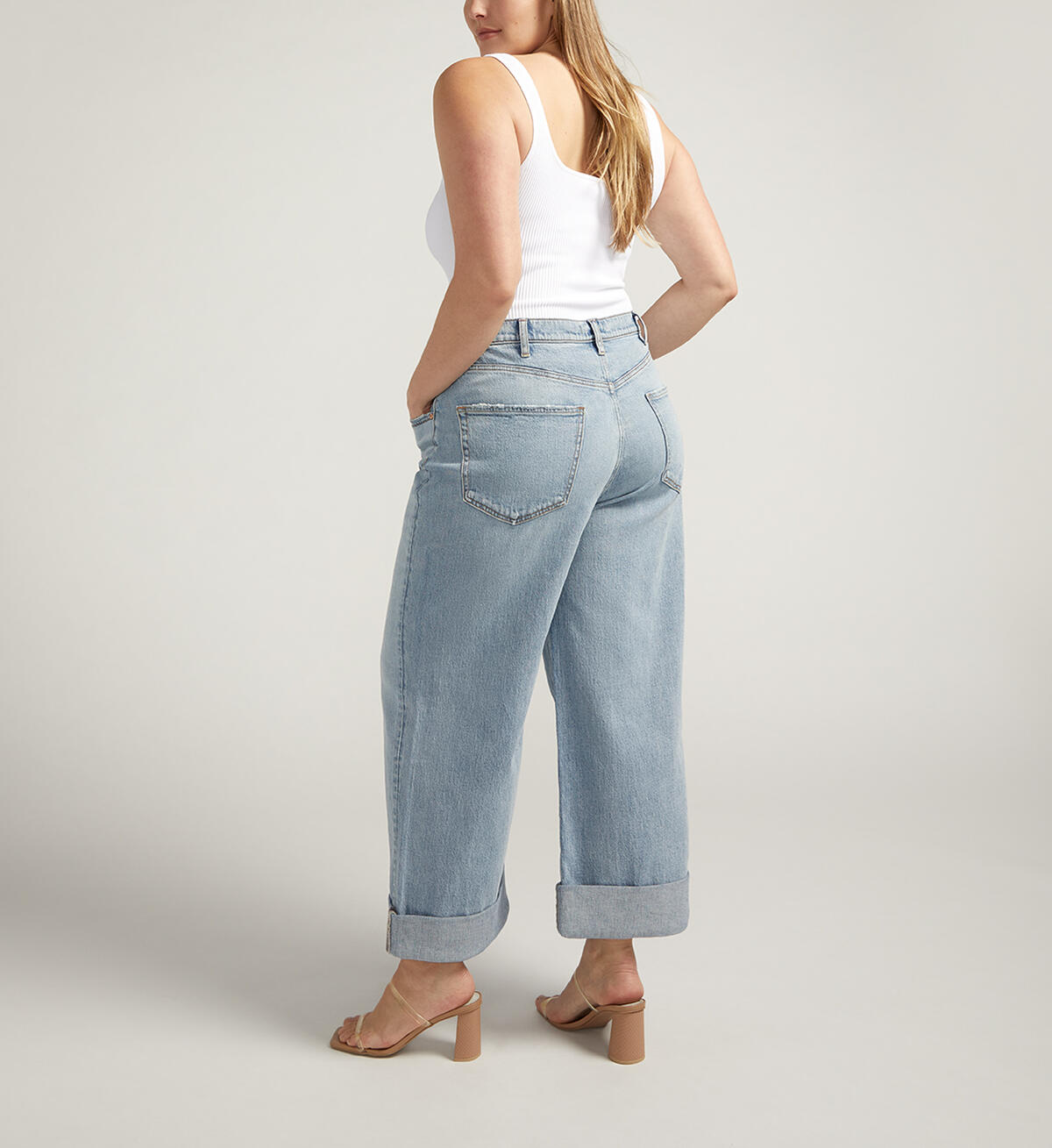 Baggy Mid Rise Wide Leg Cropped Jeans Plus Size, , hi-res image number 1