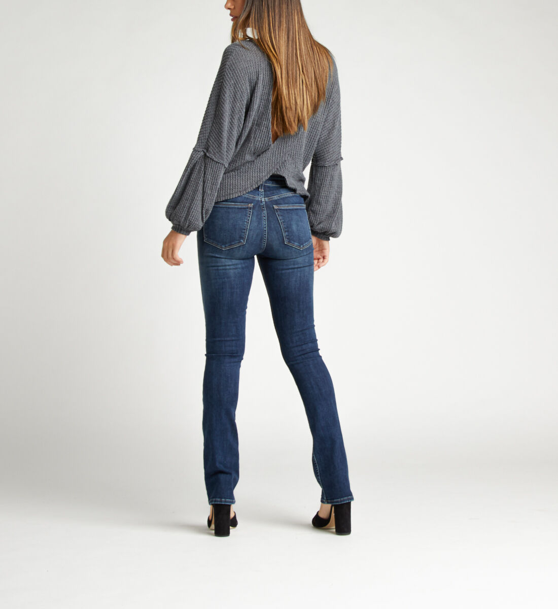 Most Wanted Mid Rise Skinny Bootcut Jeans Back
