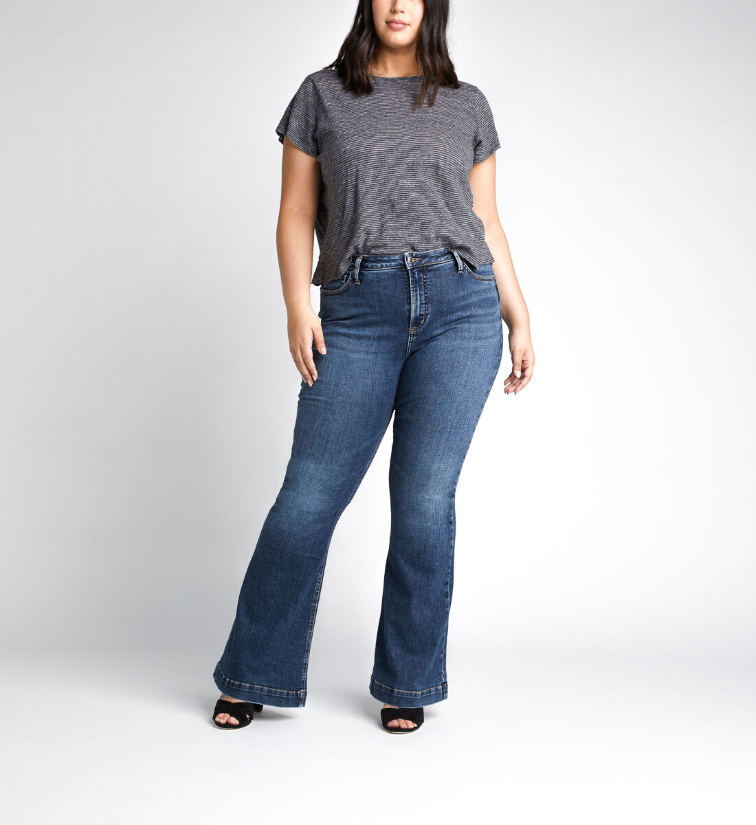 Plus size high waisted flare jeans clearance