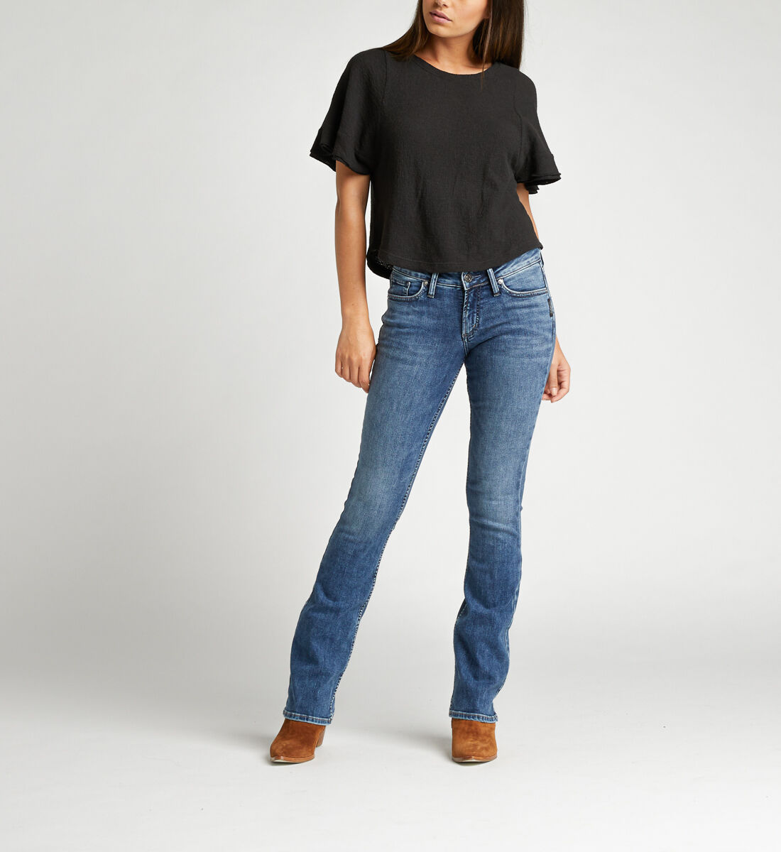 Womens Plus Size Suki Mid Rise Slim Bootcut Jeans Silver Jeans Co