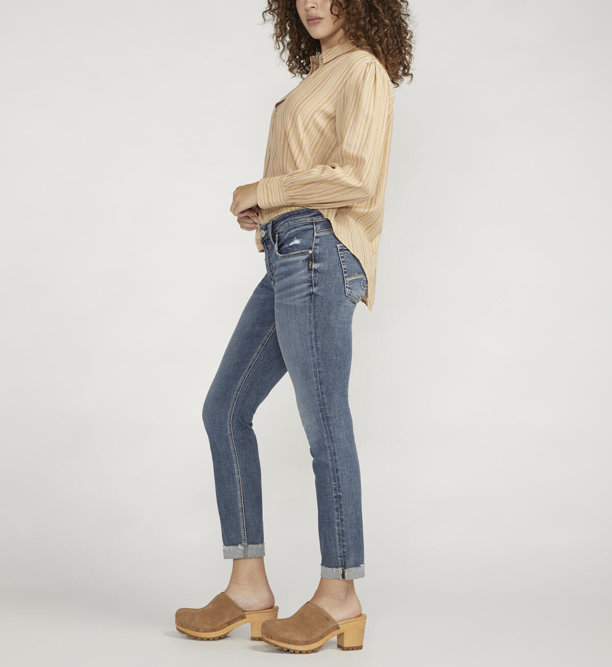 Boyfriend Mid Rise Slim Leg Jeans, Indigo, hi-res image number 2