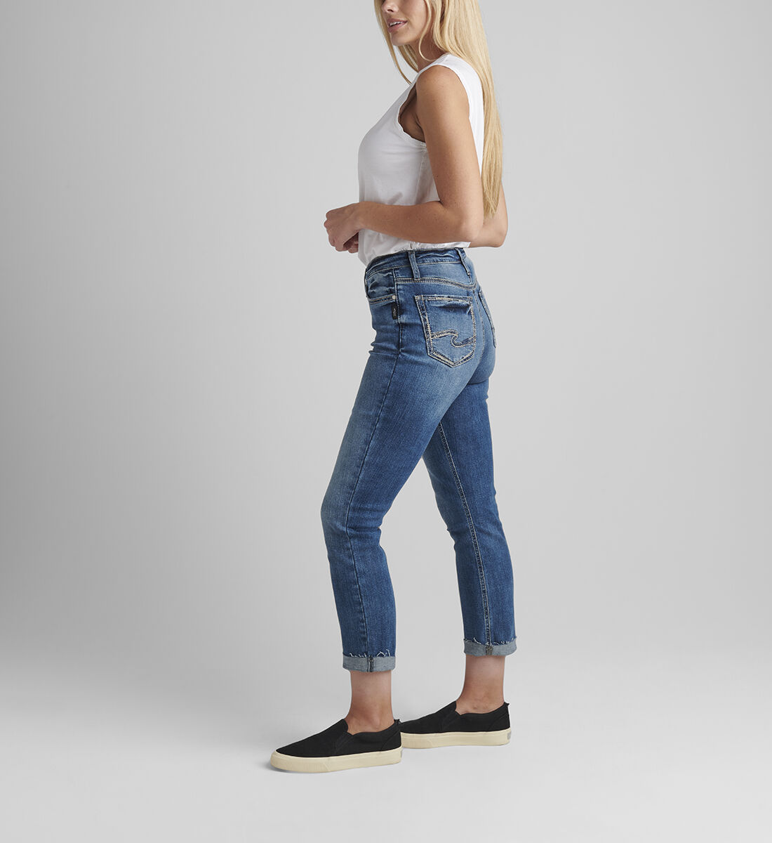 Girlfriend Mid Rise Slim Leg Jeans Back