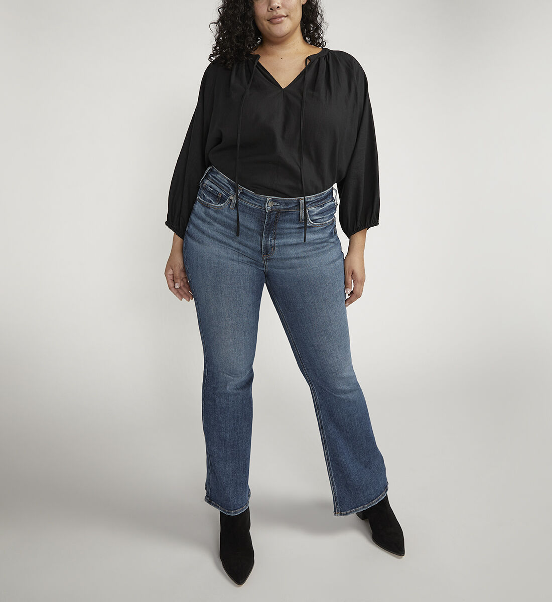 Buy Most Wanted Mid Rise Flare Jeans Plus Size for USD 39.00 Silver Jeans US New