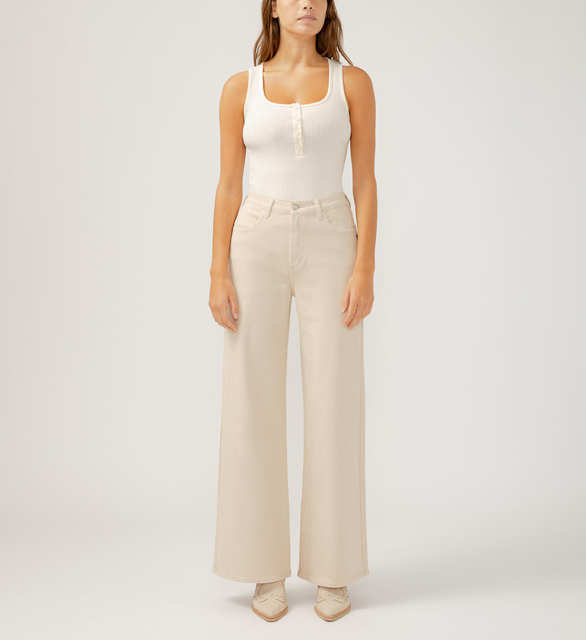 Highly Desirable High Rise Ultra Wide Leg Jeans, Sand, hi-res image number 0