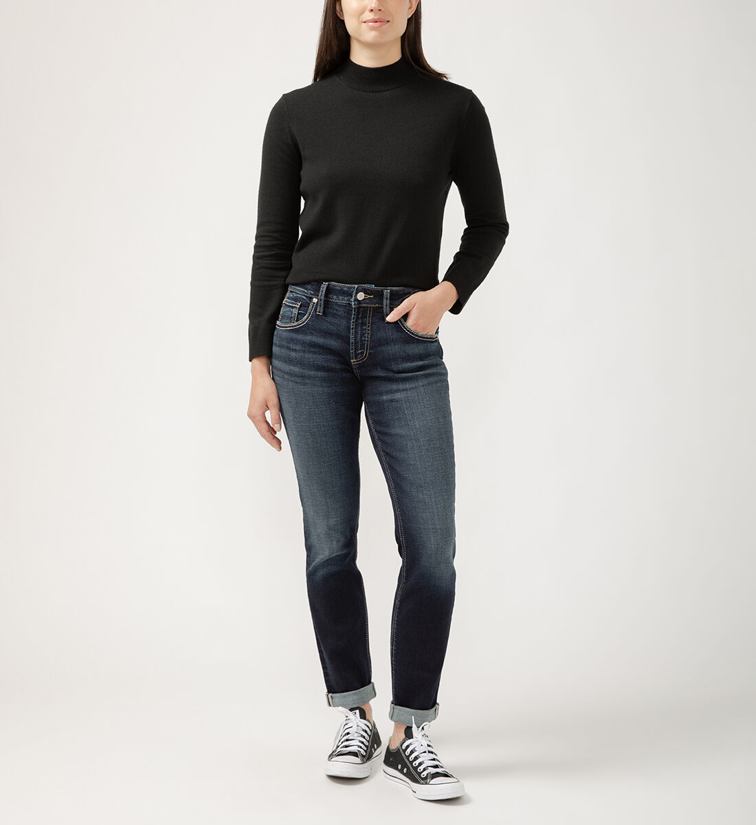 Buy Boyfriend Mid Rise Slim Leg Jeans for USD 88.00 | Silver
