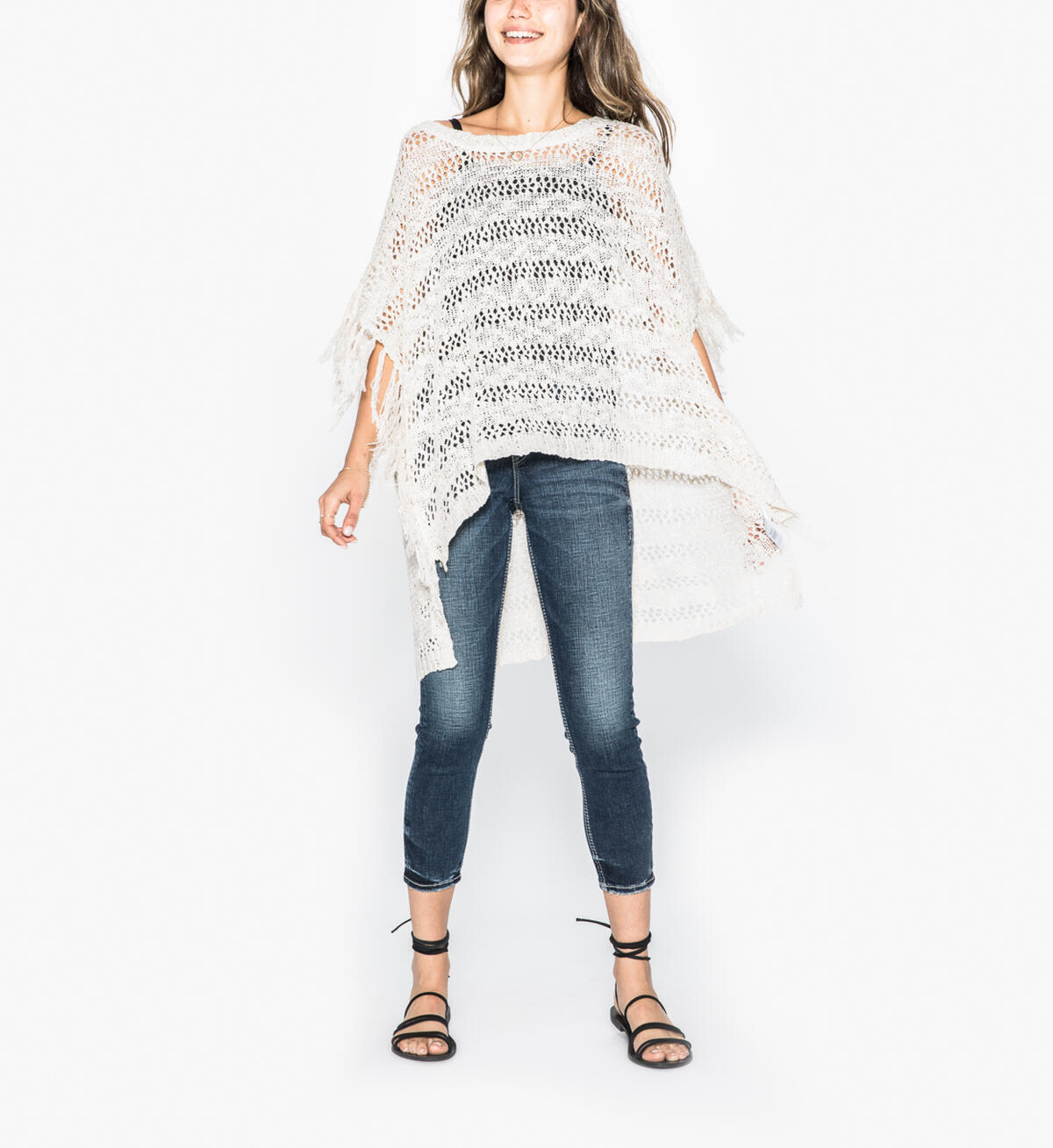 Sierra - Poncho Sweater With Fringe, , hi-res image number 0