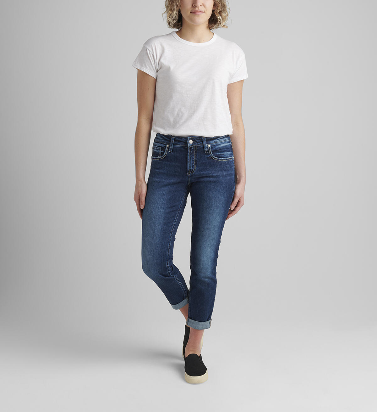 Boyfriend Mid Rise Slim Leg Jeans, , hi-res image number 0