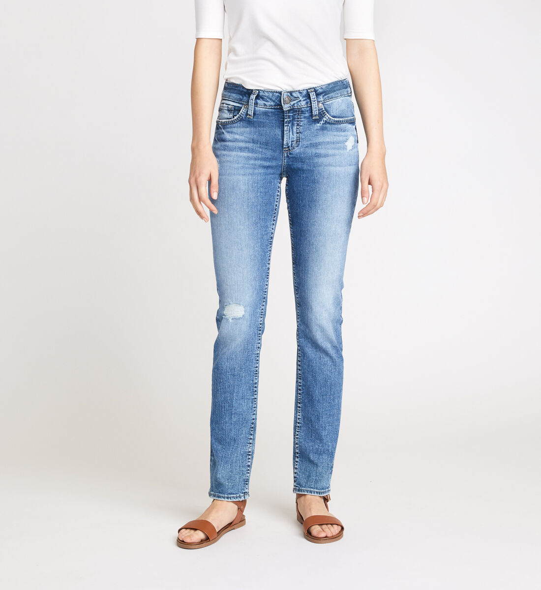 Elyse Mid Rise Straight Leg Jeans Front